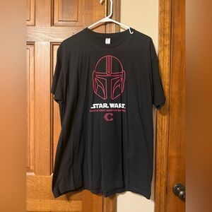 Star Wars Black Tee with Red Mandalorian Helmet Graphic